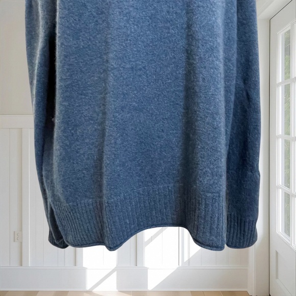 RACHEL ZOE Women's 100% 2-Ply Cashmere Sweater Blue Crewneck Medium Mended - Picture 4 of 11